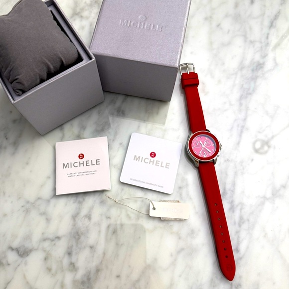 MICHELE ' Cape ' Chrono Red Sunray Dial watch - Picture 4 of 9